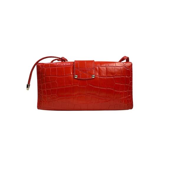 Jimmy Choo River Red Crocodile Embossed Leather Bag - Picture 2 of 14